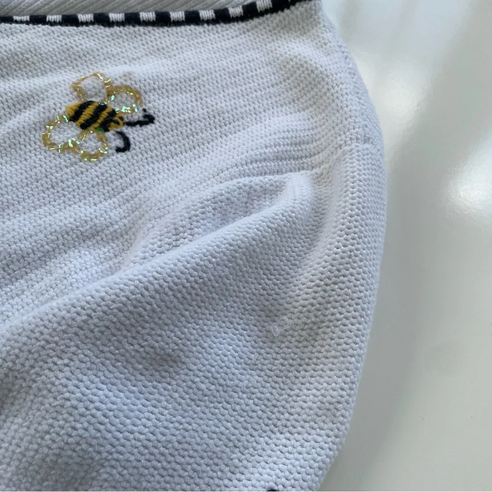 Quacker Factory Women's White Black Bumblebee Sequin Knitted Cardigan Size 1X - Picture 8 of 8